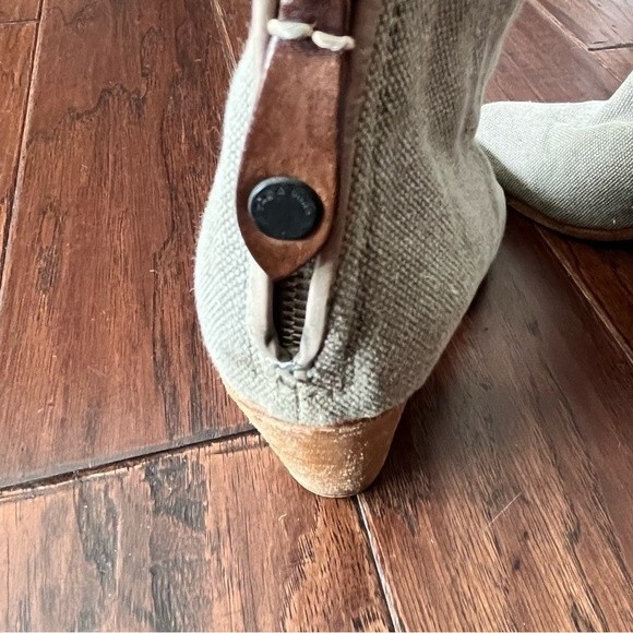 Rag & Bone Ankle Booties Heeled Canvas Fabric Grey Green Zip Up Sz. 7 - Picture 3 of 9